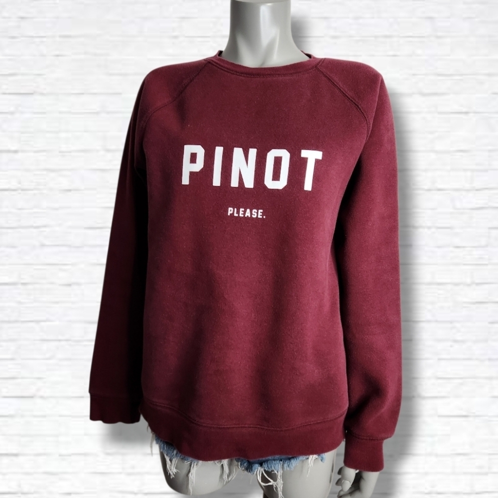 Brunette The Label "Pinot Please" Burgundy Crewneck Sweatshirt Size M/L